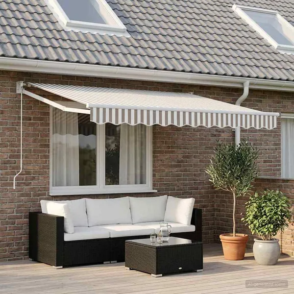 Toile de rechange pour auvent Gris clair et blanc 4 x 2 m