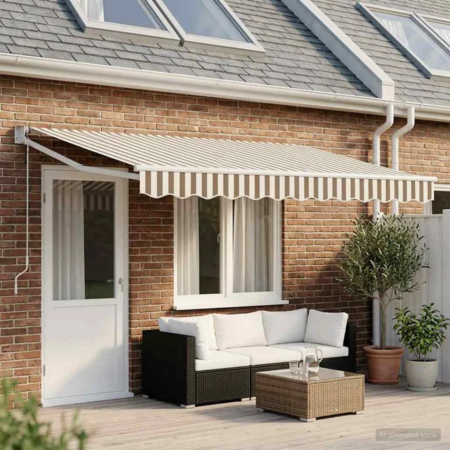 Auvent rétractable Gris clair et blanc 4 x 2 m
