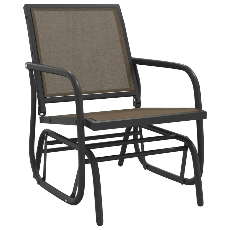 Chaise oscillante de jardin marron 61x76x87 cm textilène/acier - 2