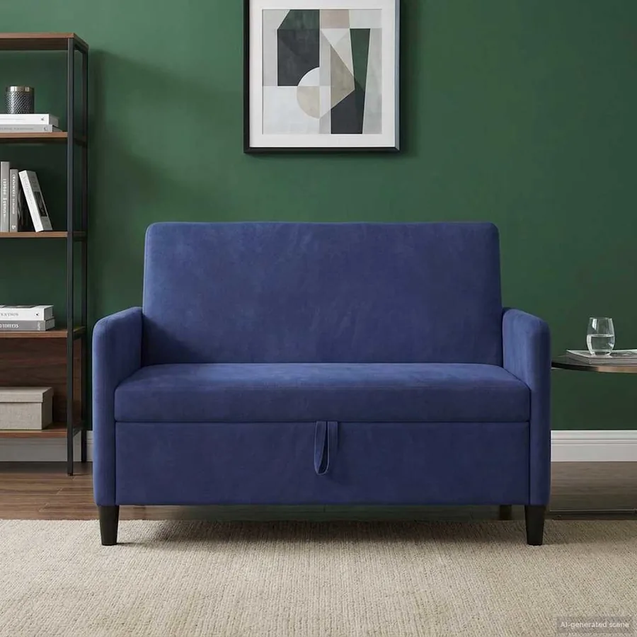 Sofa avec rangement Bleu police 122 x 78 x 87 cm Polyester
