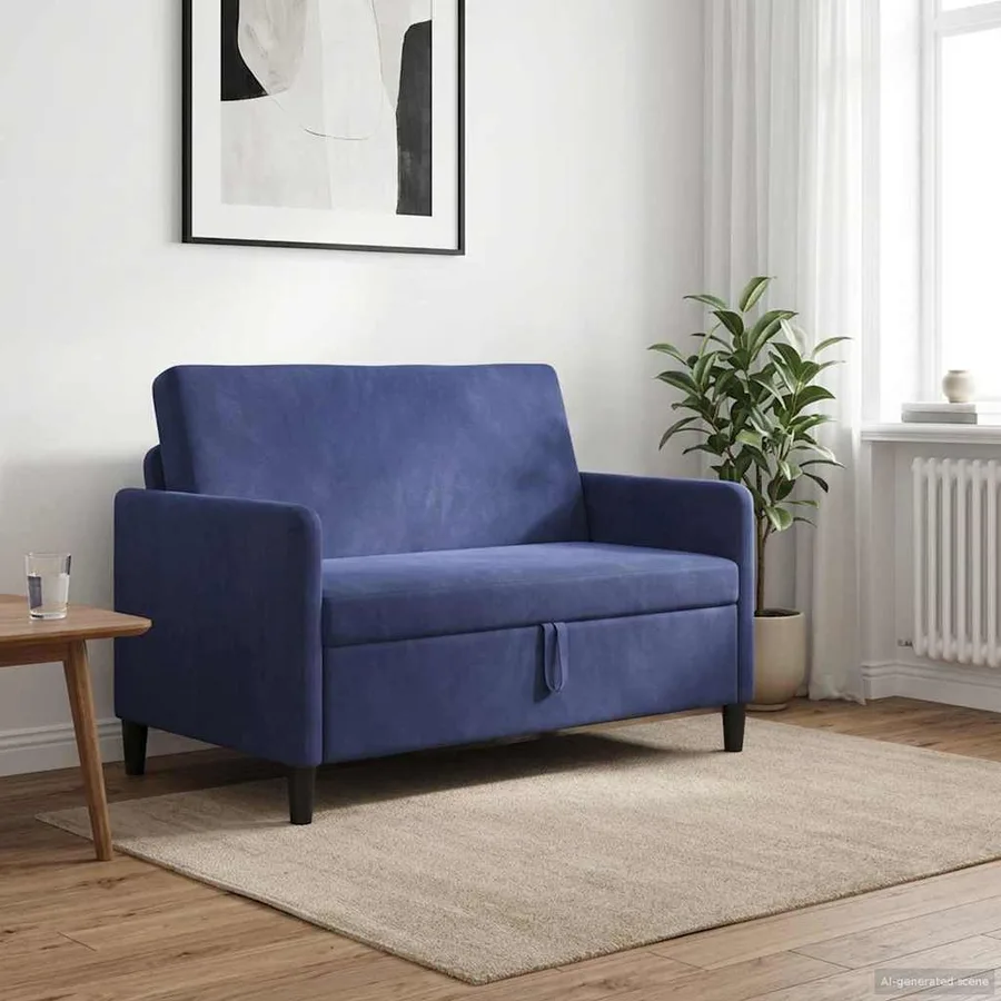 Sofa avec rangement Bleu police 122 x 78 x 87 cm Polyester - 3