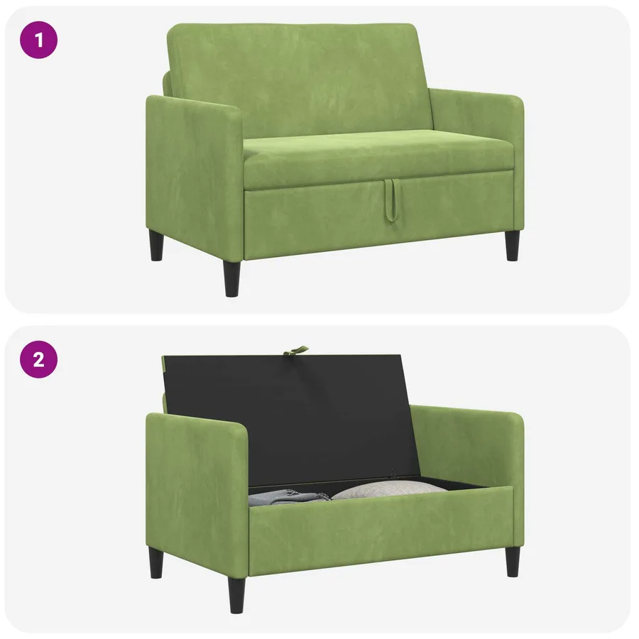 Sofa avec rangement Vert clair 122 x 78 x 87 cm Polyester - 6