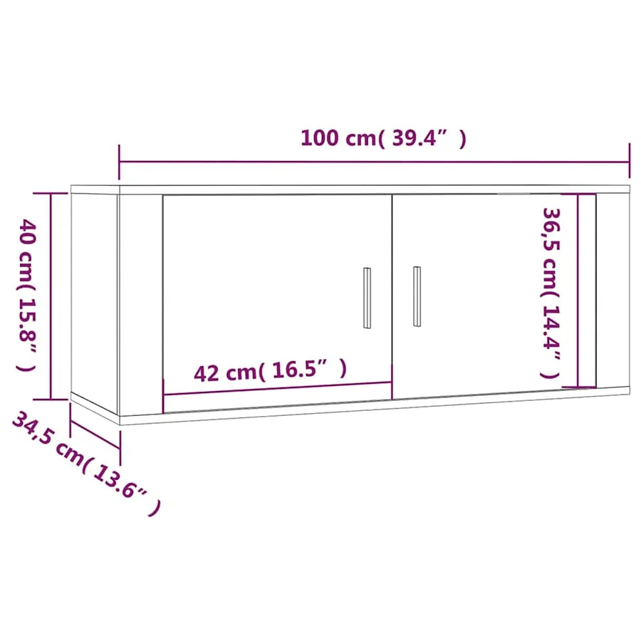 Meubles TV muraux 2 pcs blanc 100x34,5x40 cm - 9