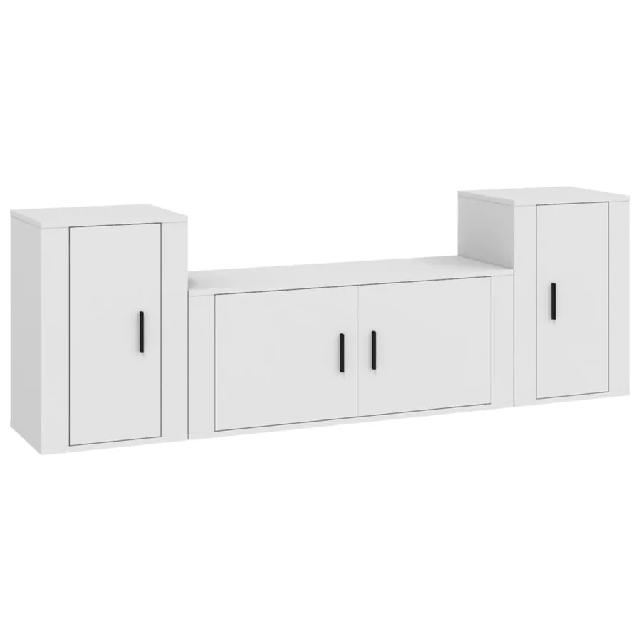 Ensemble de meubles TV 3 pcs Blanc Bois d'ingénierie - 2