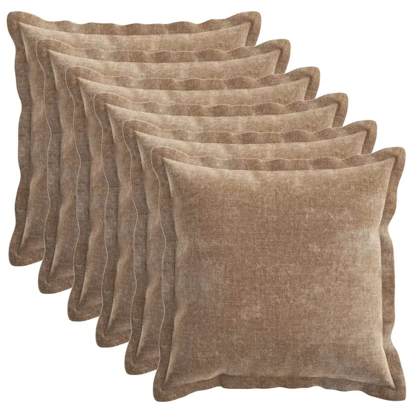 Housse de coussin 6 pcs HOUTEN Marron 50 x 50 cm Tissu Chenille