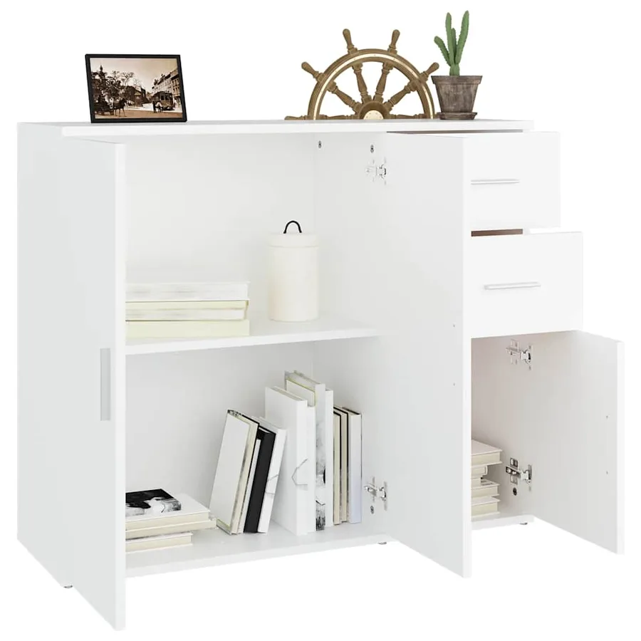 Buffet Blanc 91x29,5x75 cm Bois d'ingénierie - 4
