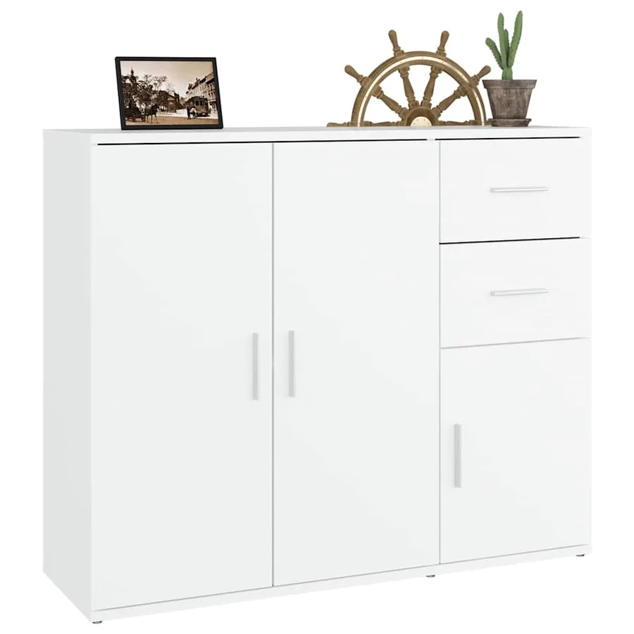 Buffet Blanc 91x29,5x75 cm Bois d'ingénierie - 5