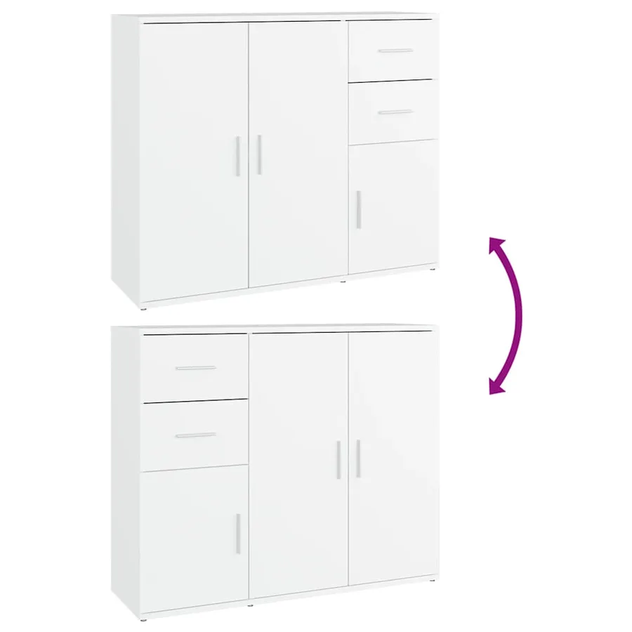 Buffet Blanc 91x29,5x75 cm Bois d'ingénierie - 9