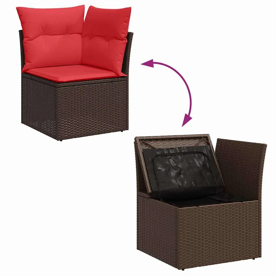Ensemble de canapé de jardin 6 pcs Marron Poly rotin - 13
