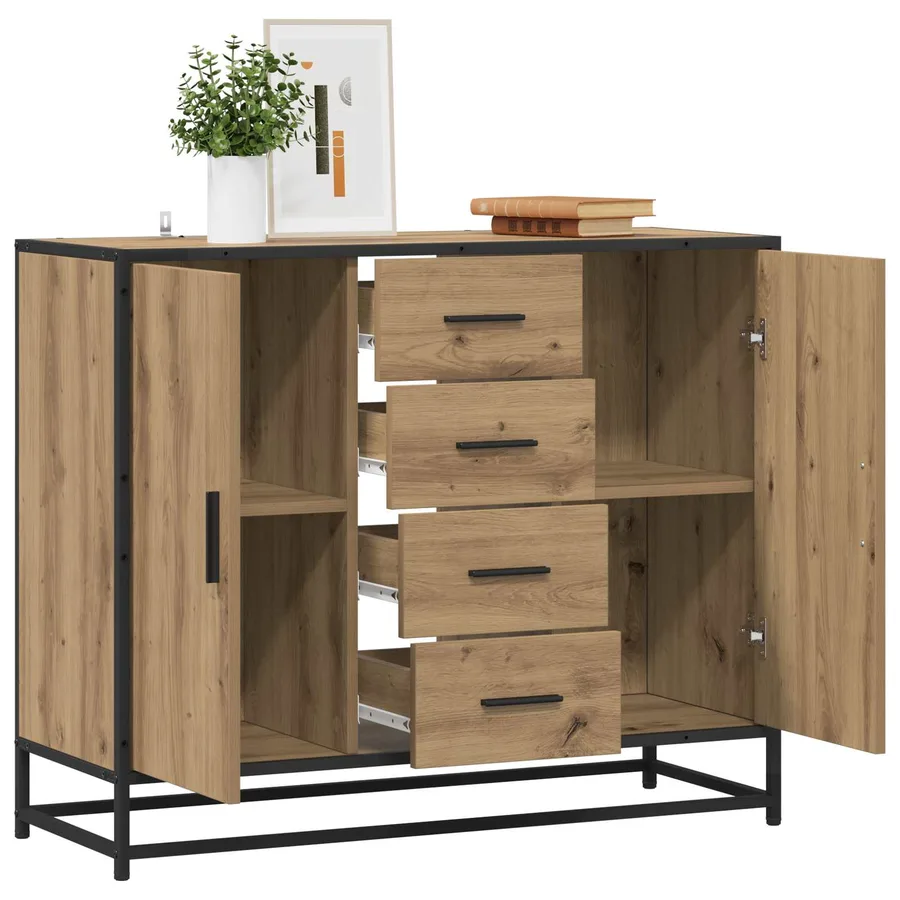 Buffet Chêne artisanal 92 x 35 x 76 cm Bois d'ingénierie - 2