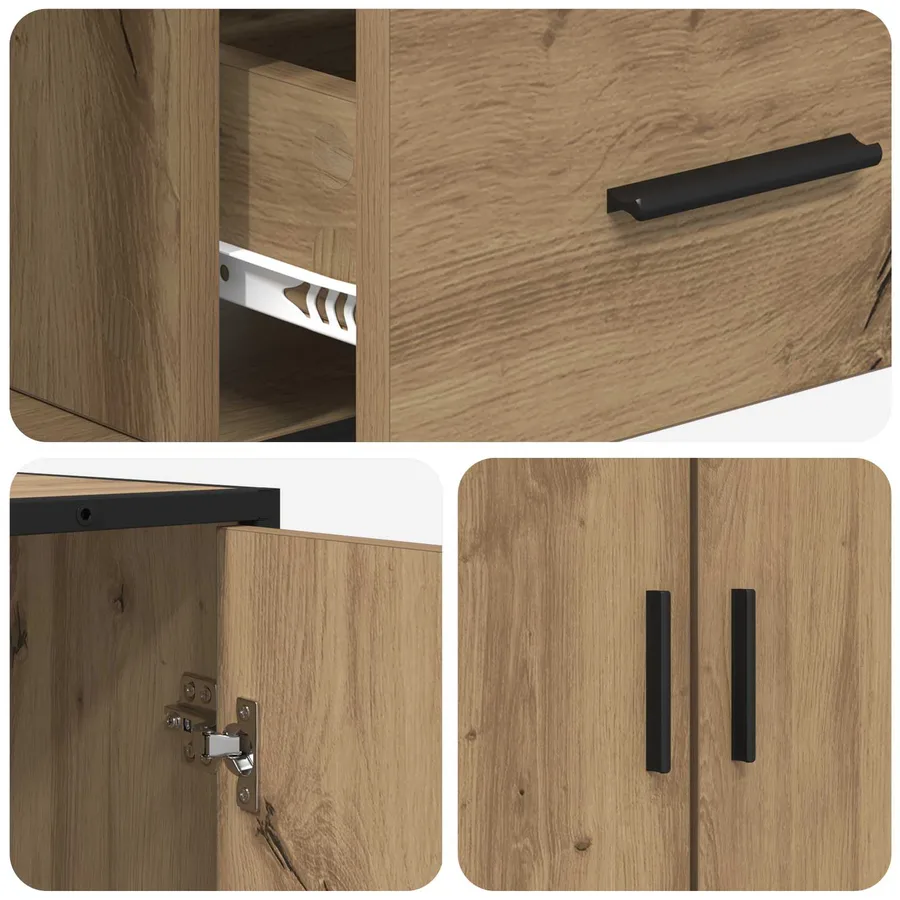 Buffet Chêne artisanal 92 x 35 x 76 cm Bois d'ingénierie - 7