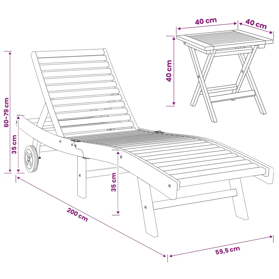 Transat 2 pcs Marron Bois de teck massif - 10