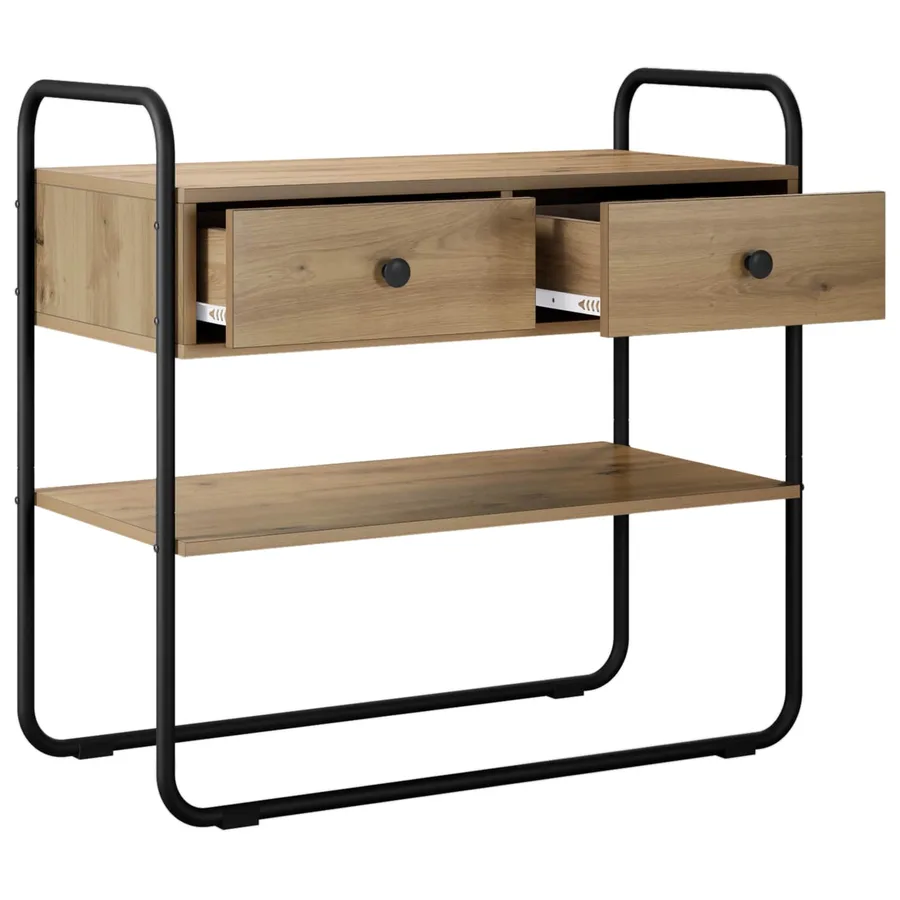 Table console Chêne artisanal 80 x 40 x 75 cm Bois d'ingénierie - 4