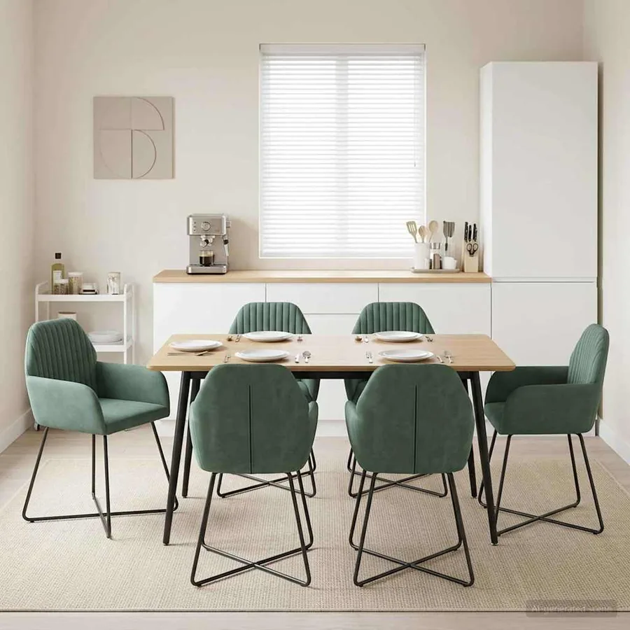 Chaises de salle à manger 6 pcs Velours Vert Mer