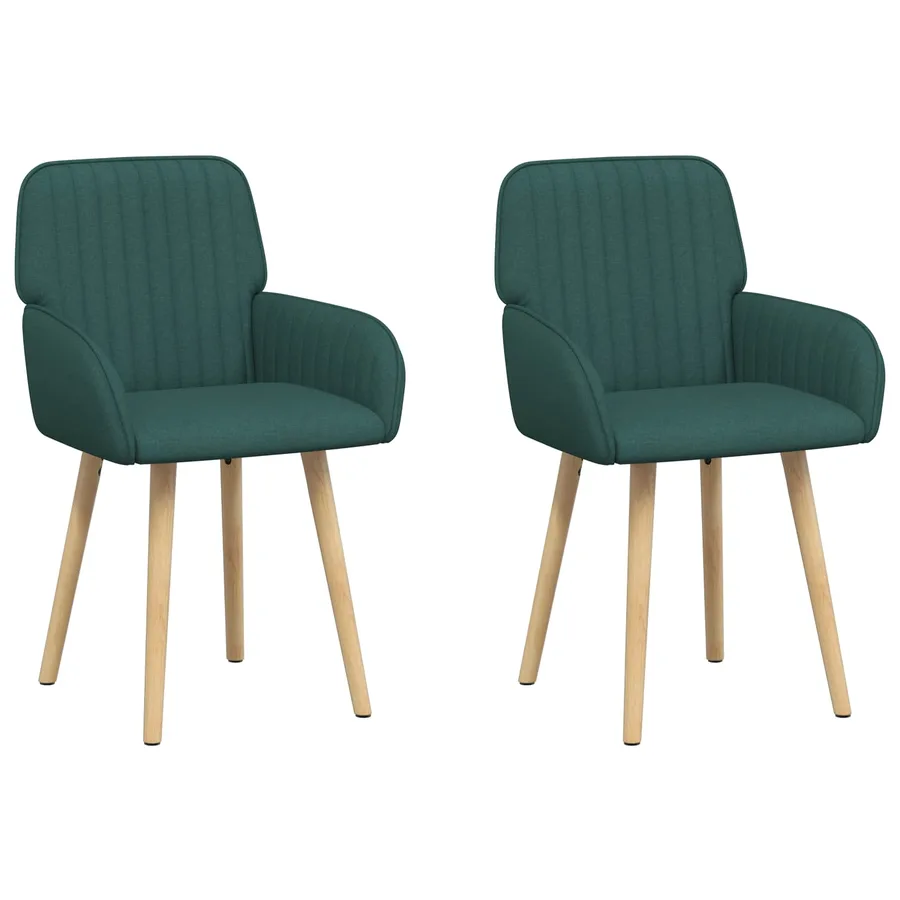 Chaises de salle à manger 2 pcs Tissu Vert foncé - 2