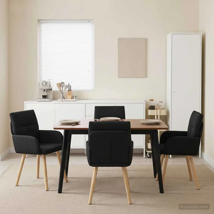 Chaises de salle à manger 4 pcs Tissu Noir 60 x 56 x 96 cm