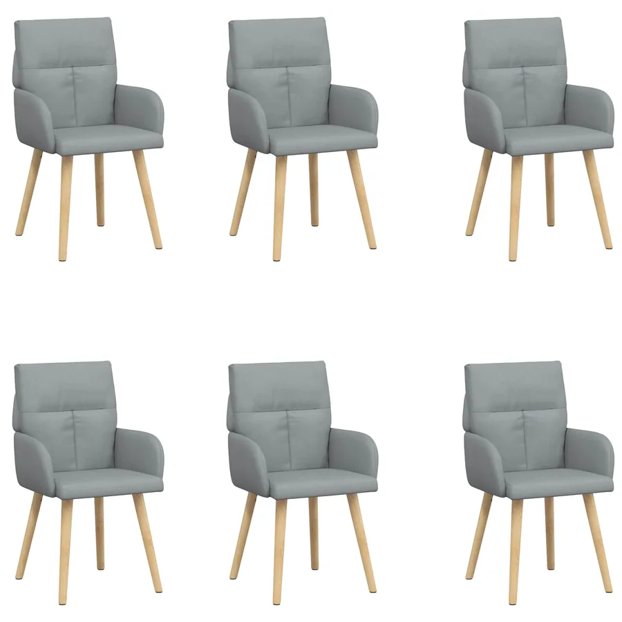 Chaises de salle à manger 6 pcs Tissu Gris clair - 2
