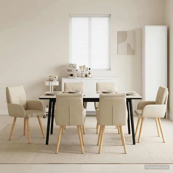 Chaises de salle à manger 6 pcs Tissu Crème 60 x 56 x 96 cm