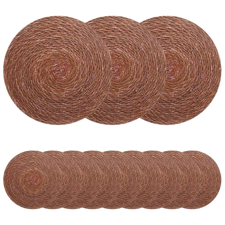 Dessous de verre en herbe marine 12 pcs Marron Ø 30 cm
