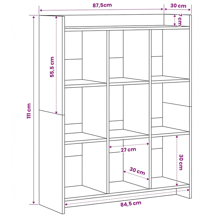Bibliothèque Gris Béton 87,5 x 30 x 111 cm Bois d'ingénierie - 8
