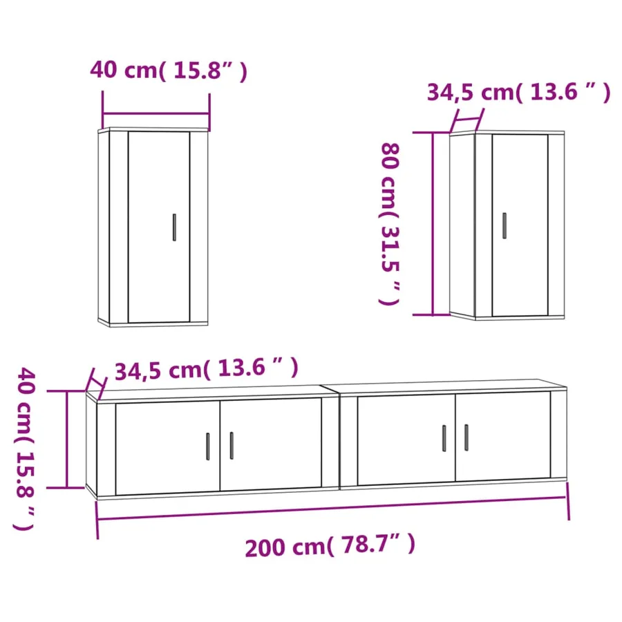 Ensemble de meubles TV 4 pcs Blanc Bois d'ingénierie - 7