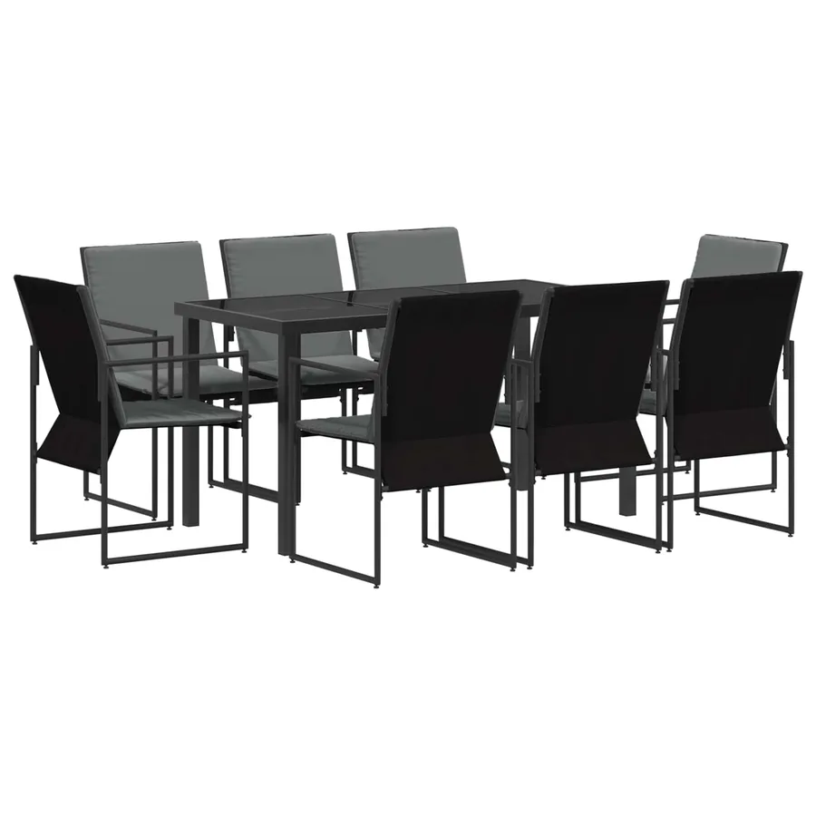 Ensemble de salle à manger pour jardin 9 pcs Noir et anthracite - 2