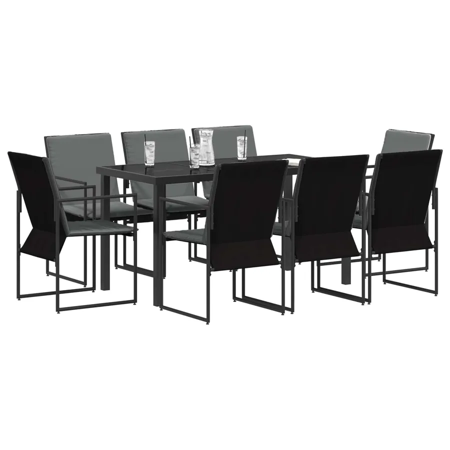 Ensemble de salle à manger pour jardin 9 pcs Noir et anthracite - 3