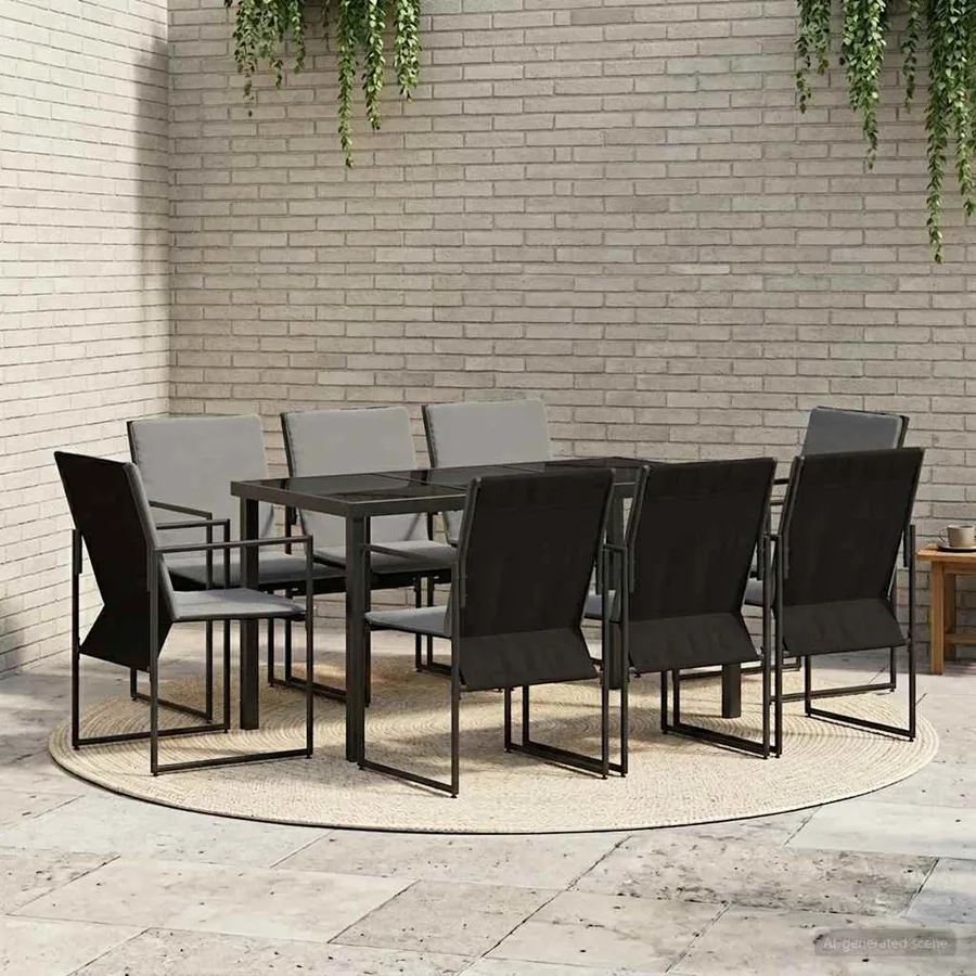 Ensemble de salle à manger pour jardin 9 pcs Noir et anthracite - 4
