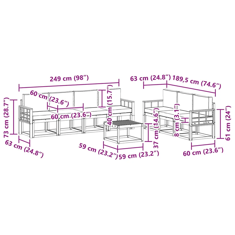 Ensemble de canapés d'extérieur 7 pcs - 7
