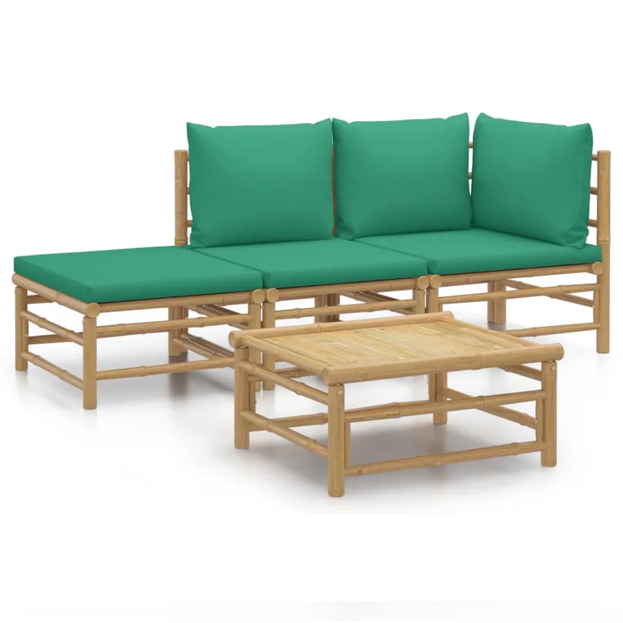 Salon de jardin 4 pcs avec coussins vert bambou - 2