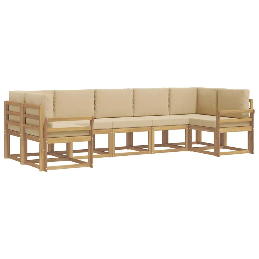 Ensemble de canapés d'extérieur 7 pc Blanc et Beige - 2
