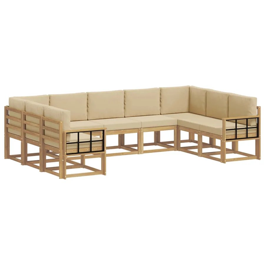 Ensemble de canapés d'extérieur 9 pcs Blanc et Beige - 2