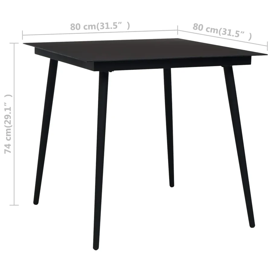 Ensemble à manger de jardin 5 pcs noir - 12