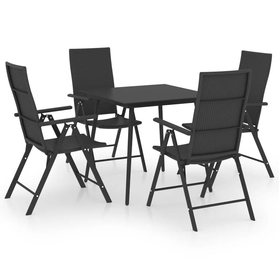 Ensemble à manger de jardin 5 pcs noir - 2
