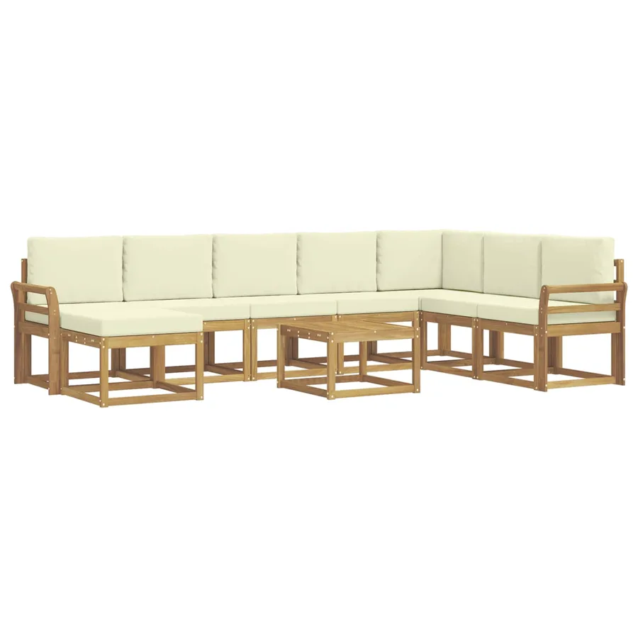 Ensemble de canapés d'extérieur 9 pcs Blanc et crème - 2
