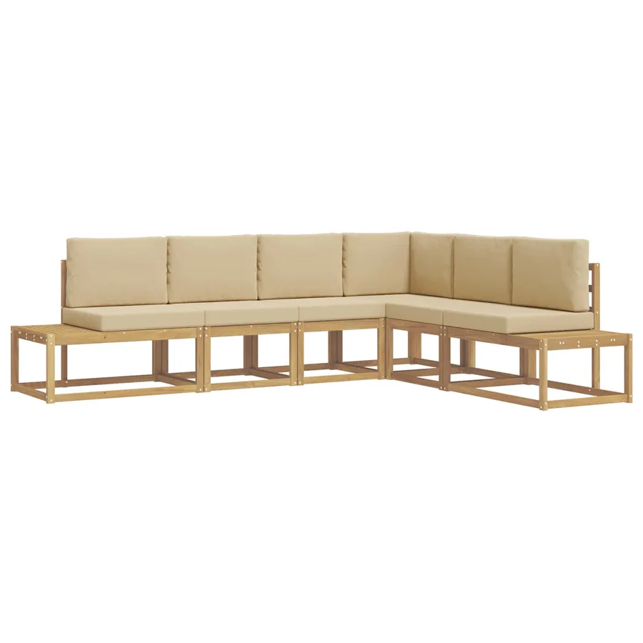 Ensemble de canapés d'extérieur 4 Pièce Blanc et Beige - 2