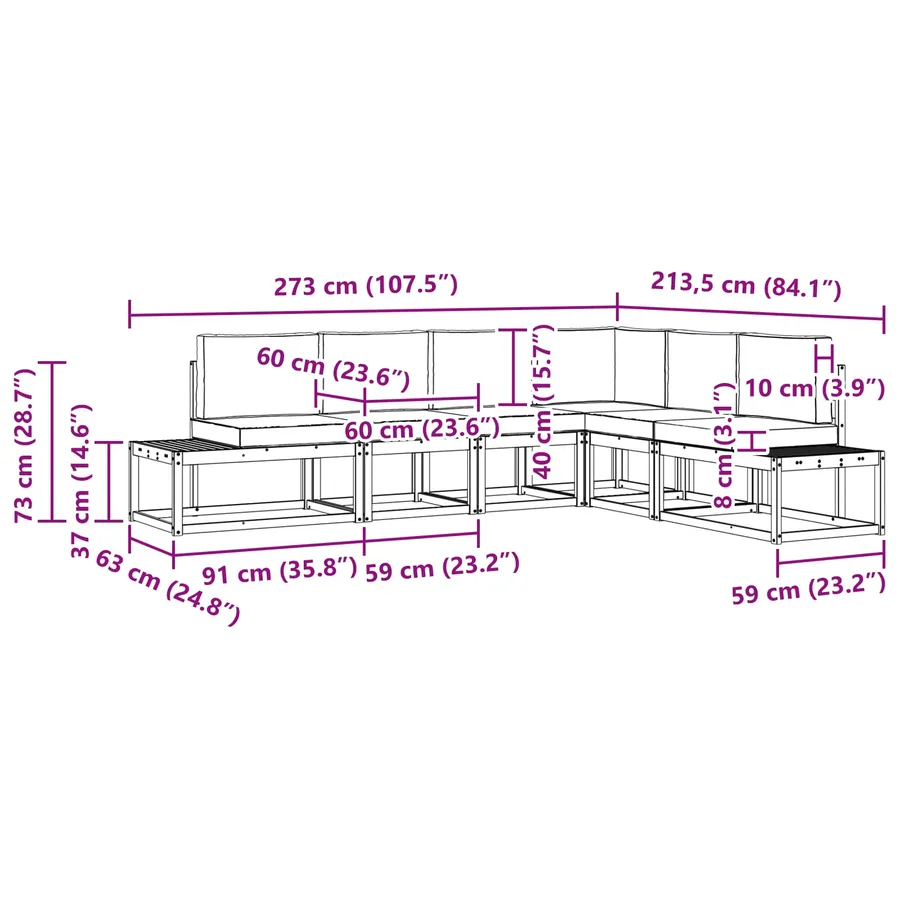 Ensemble de canapés d'extérieur 4 Pièce Blanc et Beige - 9