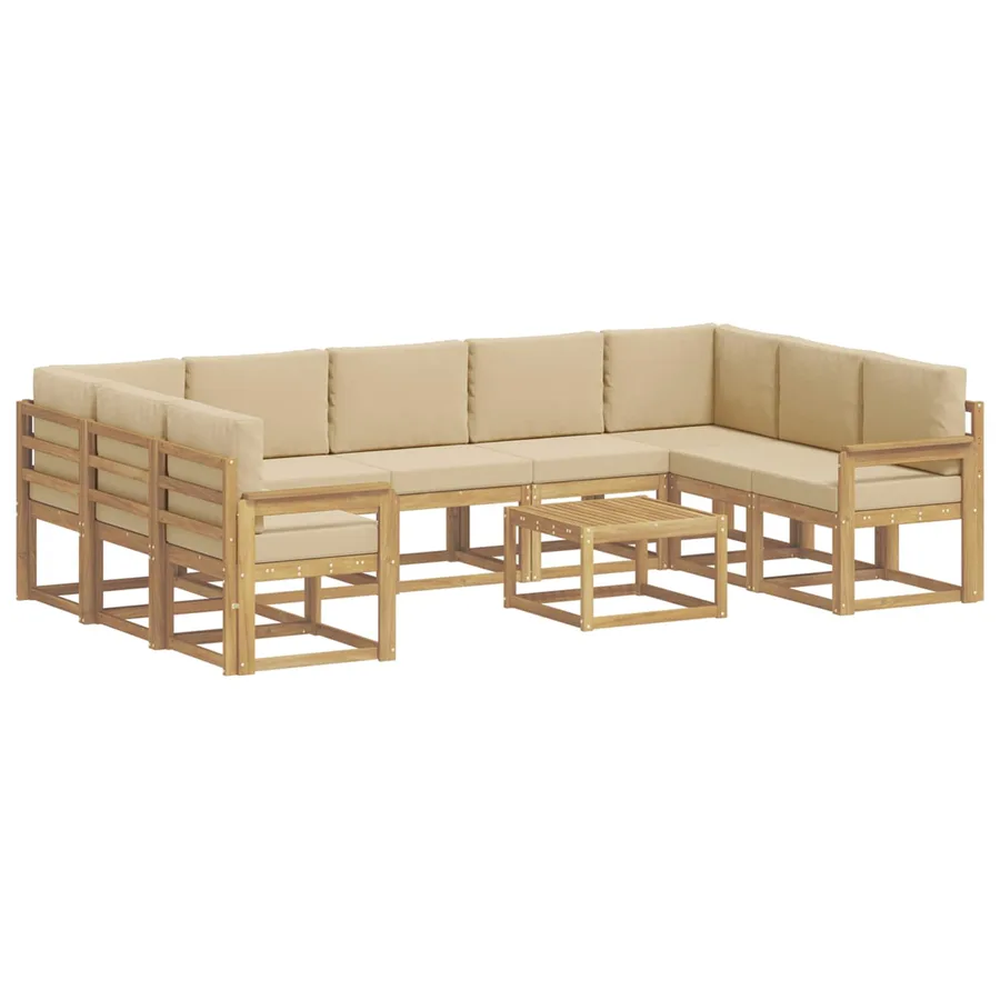 Ensemble de canapés d'extérieur 10 pcs Blanc et Beige - 2
