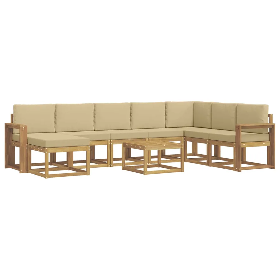 Ensemble de canapés d'extérieur 9 pcs Blanc et Beige - 2