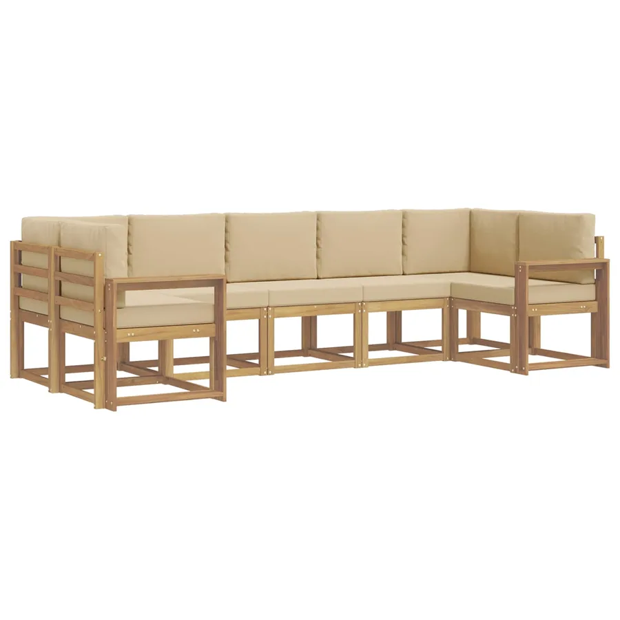 Ensemble de canapés d'extérieur 7 pc Blanc et Beige - 2