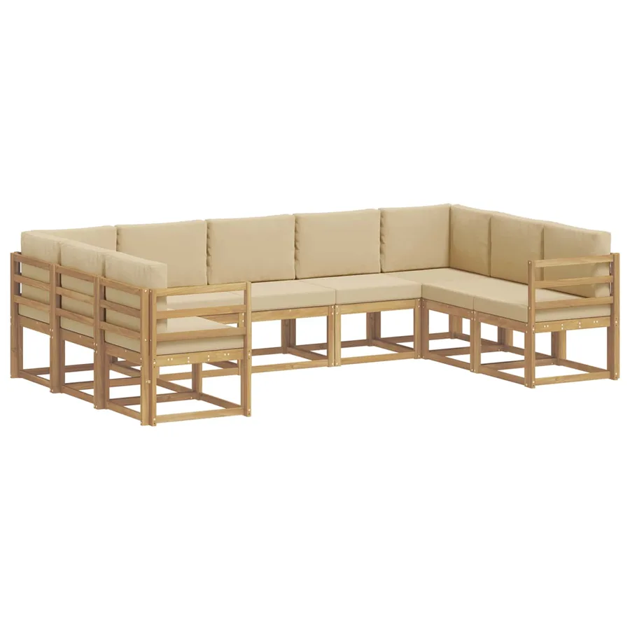 Ensemble de canapés d'extérieur 9 pcs Blanc et Beige - 2