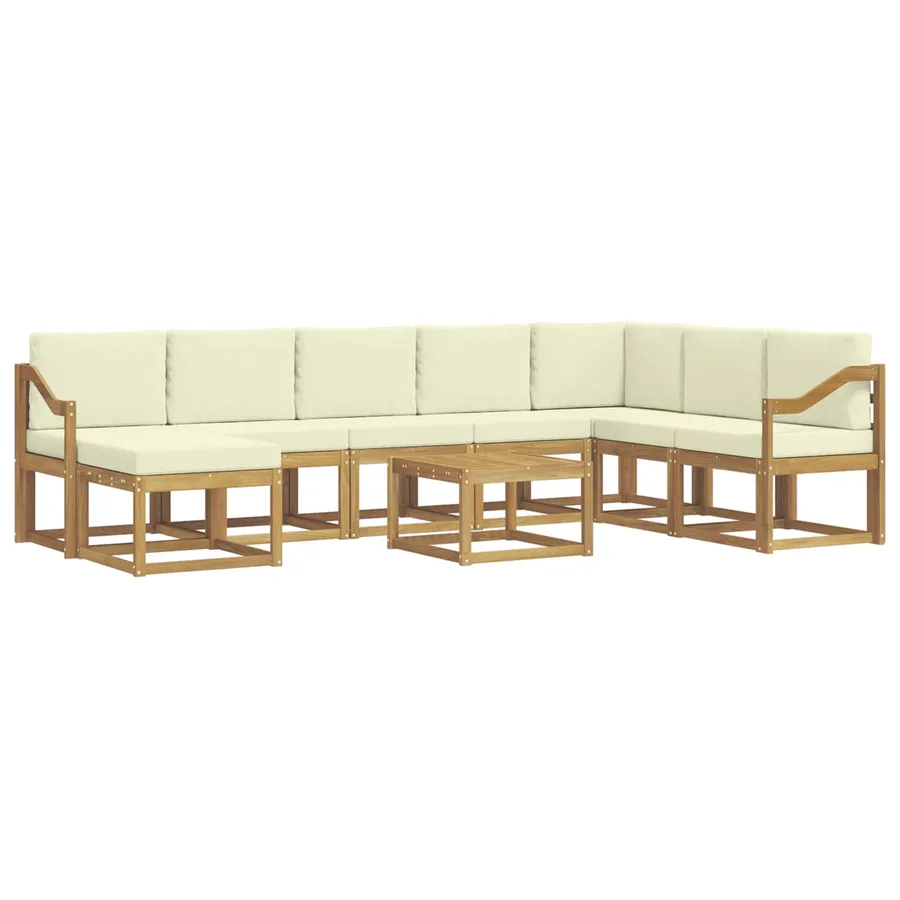 Ensemble de canapés d'extérieur 9 pcs Blanc et crème - 2