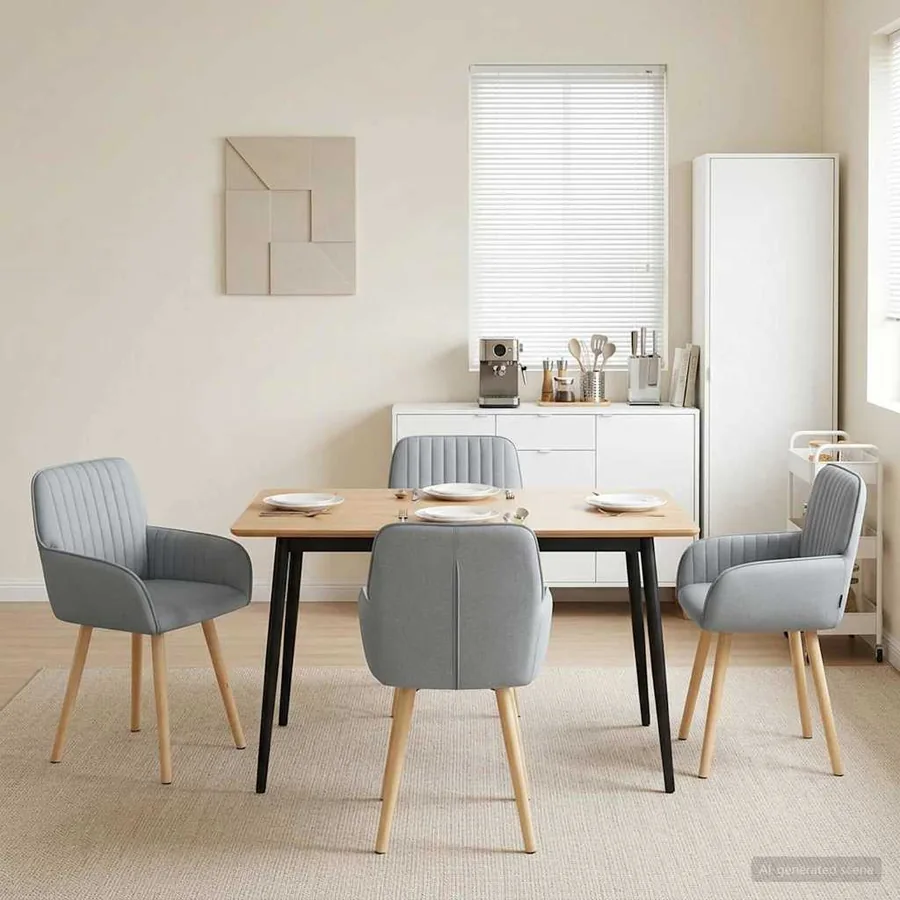 Chaises de salle à manger 4 pcs Tissu Gris clair