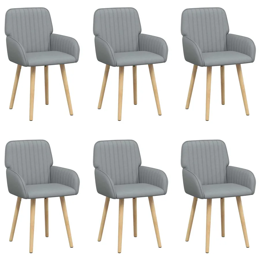 Chaises de salle à manger 6 pcs Tissu Gris clair - 2