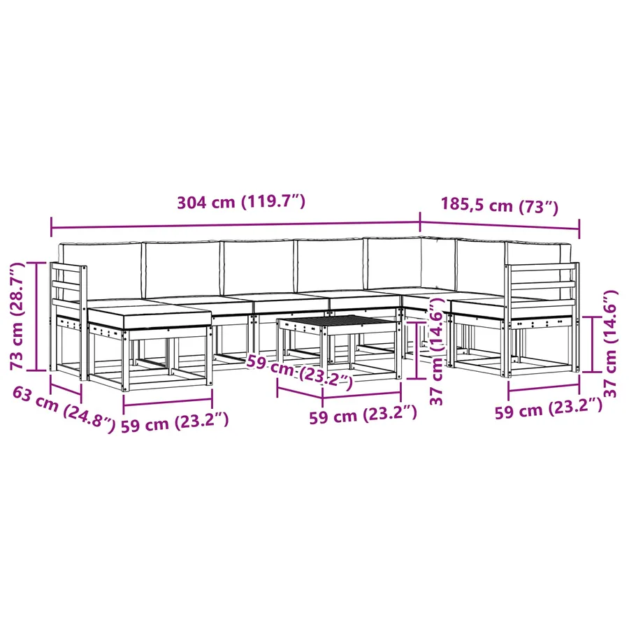 Ensemble de canapés d'extérieur 9 pcs Blanc et anthracite - 8
