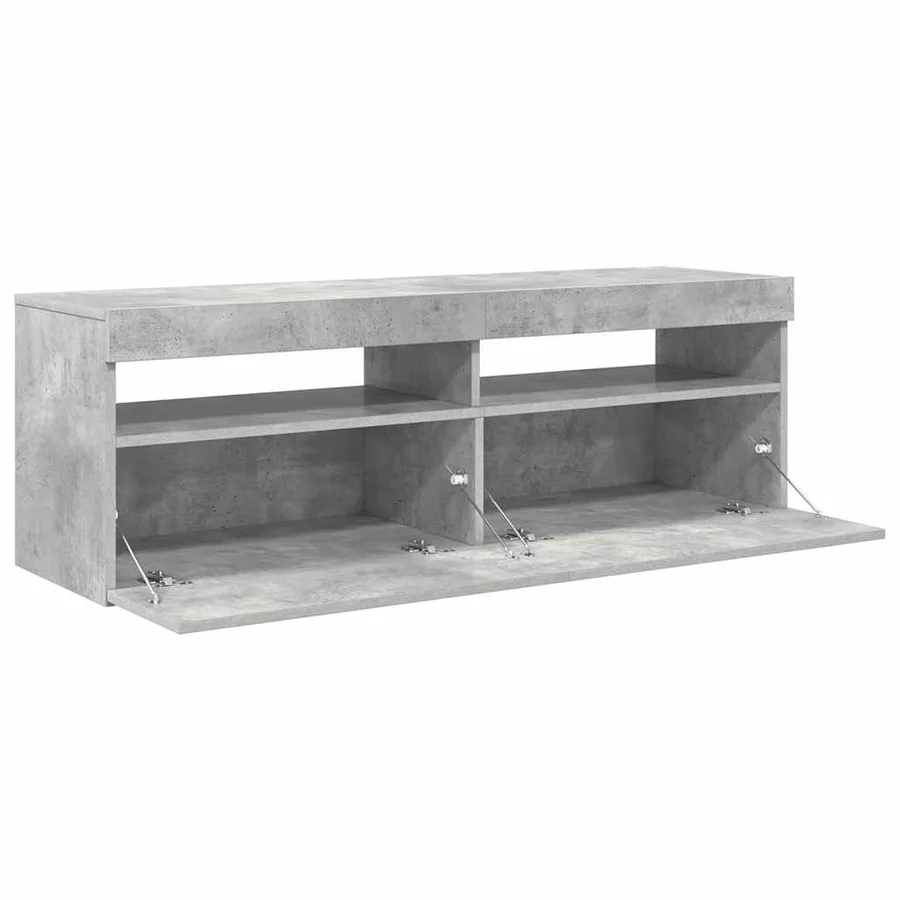 Meuble TV avec lumières LED gris béton 120x35x40 cm - 10