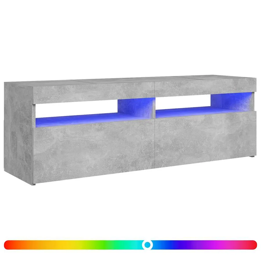 Meuble TV avec lumières LED gris béton 120x35x40 cm - 2