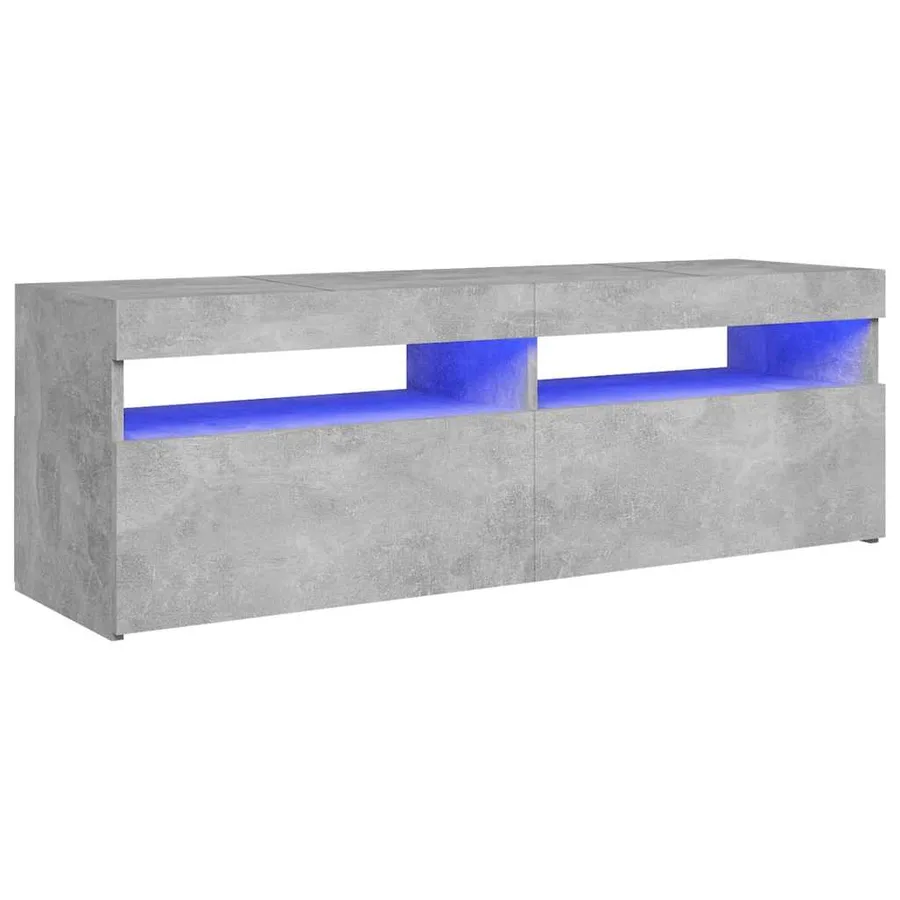 Meuble TV avec lumières LED gris béton 120x35x40 cm - 3