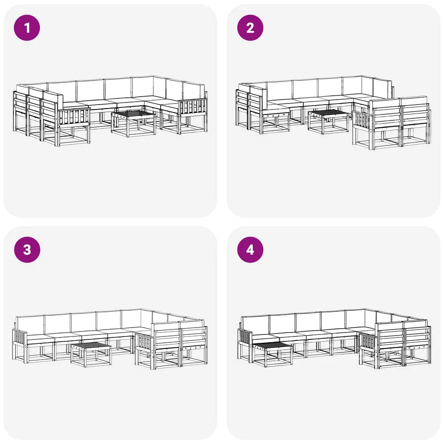 Ensemble de canapés d'extérieur 10 pcs Blanc et anthracite - 7
