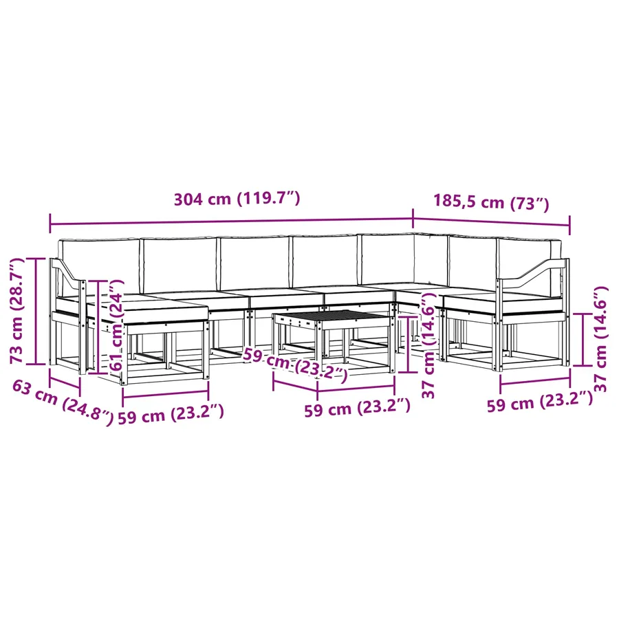 Ensemble de canapés d'extérieur 9 pcs Blanc et anthracite - 8